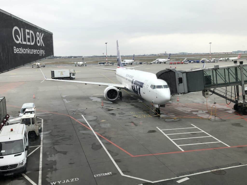 Boeing 737 MAX Polskich Linii Lotniczych LOT o numerach SP-LVF. To właśnie tym samolotem miałem lecieć do Wrocławia.